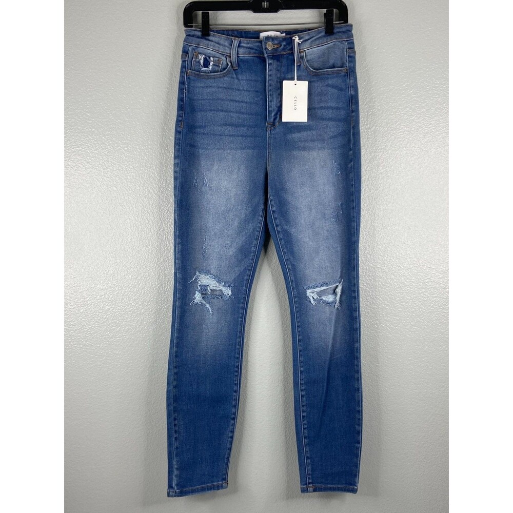 Cello Women Size 11 Denim Jeans High Rise Skinny Distressed NWT